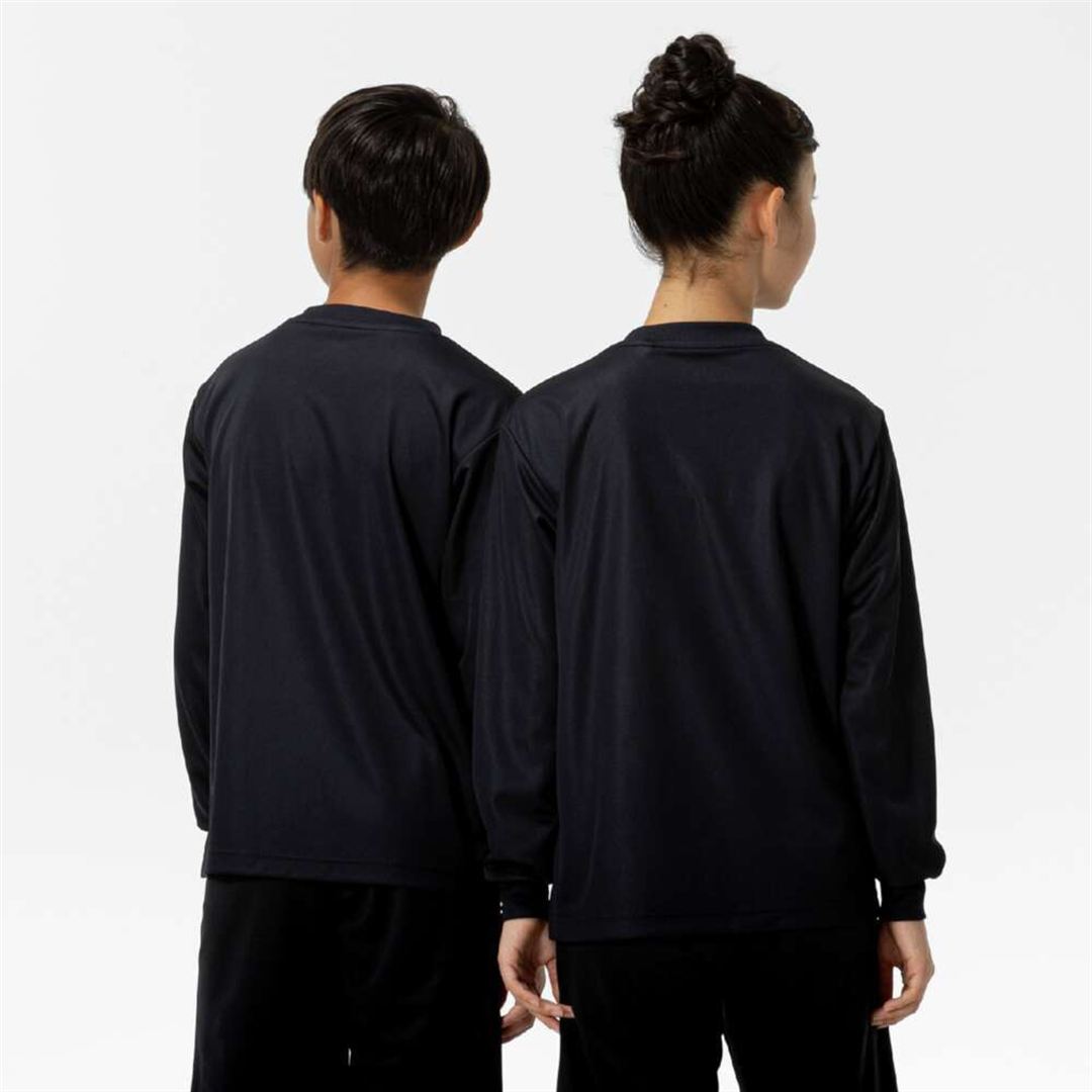 ナビドライTシャツ(長袖／丸首) ブラック×ホワイト 160