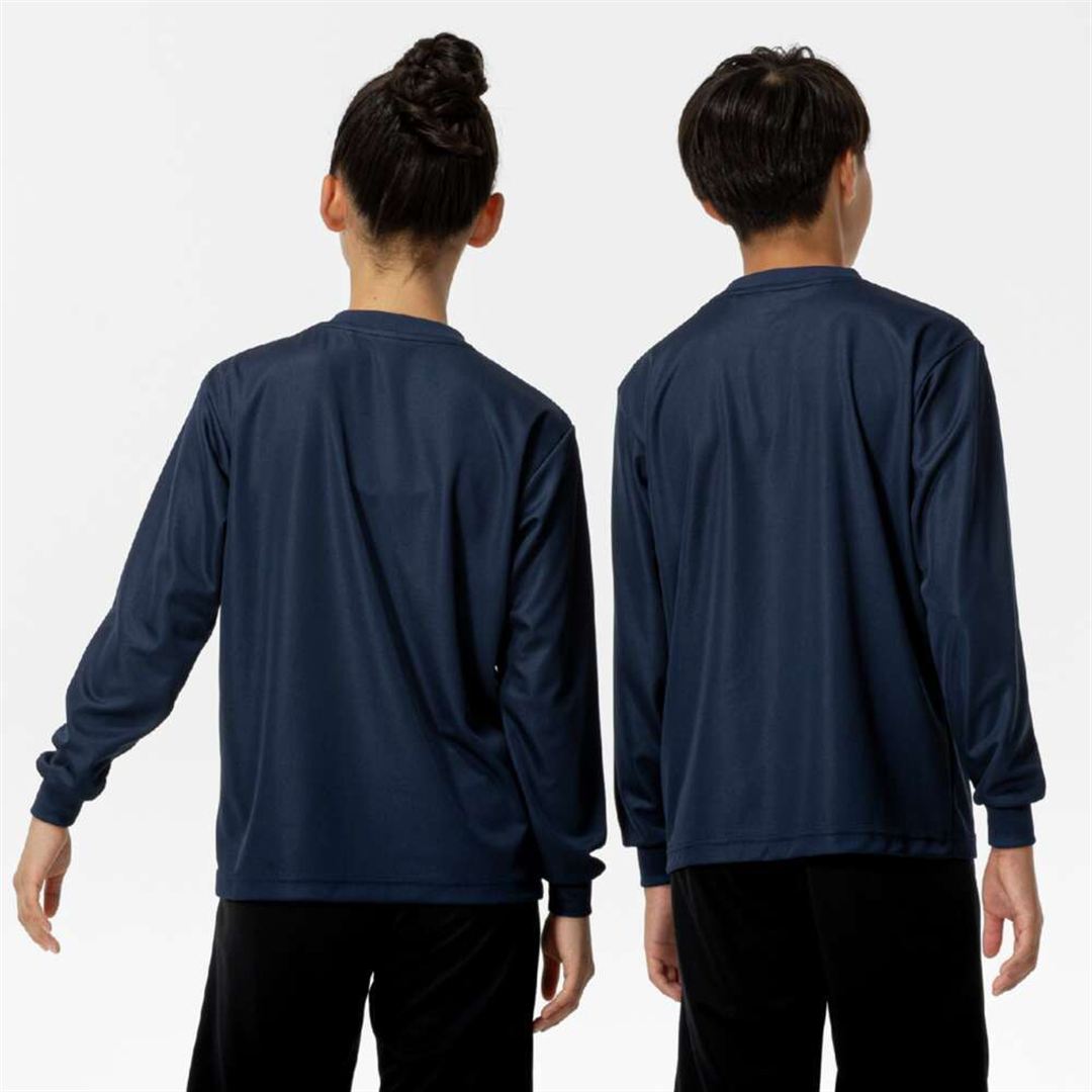 ナビドライTシャツ(長袖／丸首) ドレスネイビー×ホワイト 160