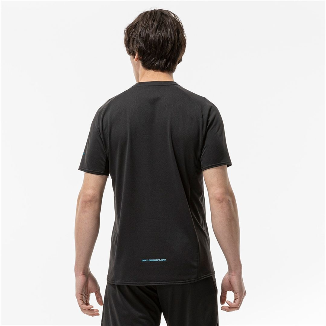 【汗処理／通気／軽量】ドライエアロフローライトTシャツ ブラック S