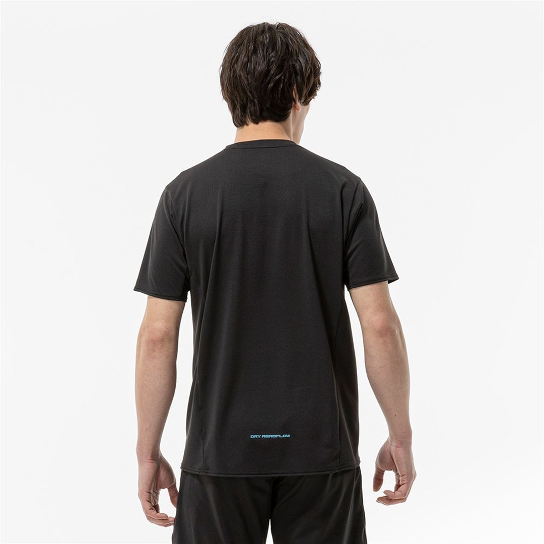 【汗処理／通気／軽量】ドライエアロフローライトTシャツ ブラック S