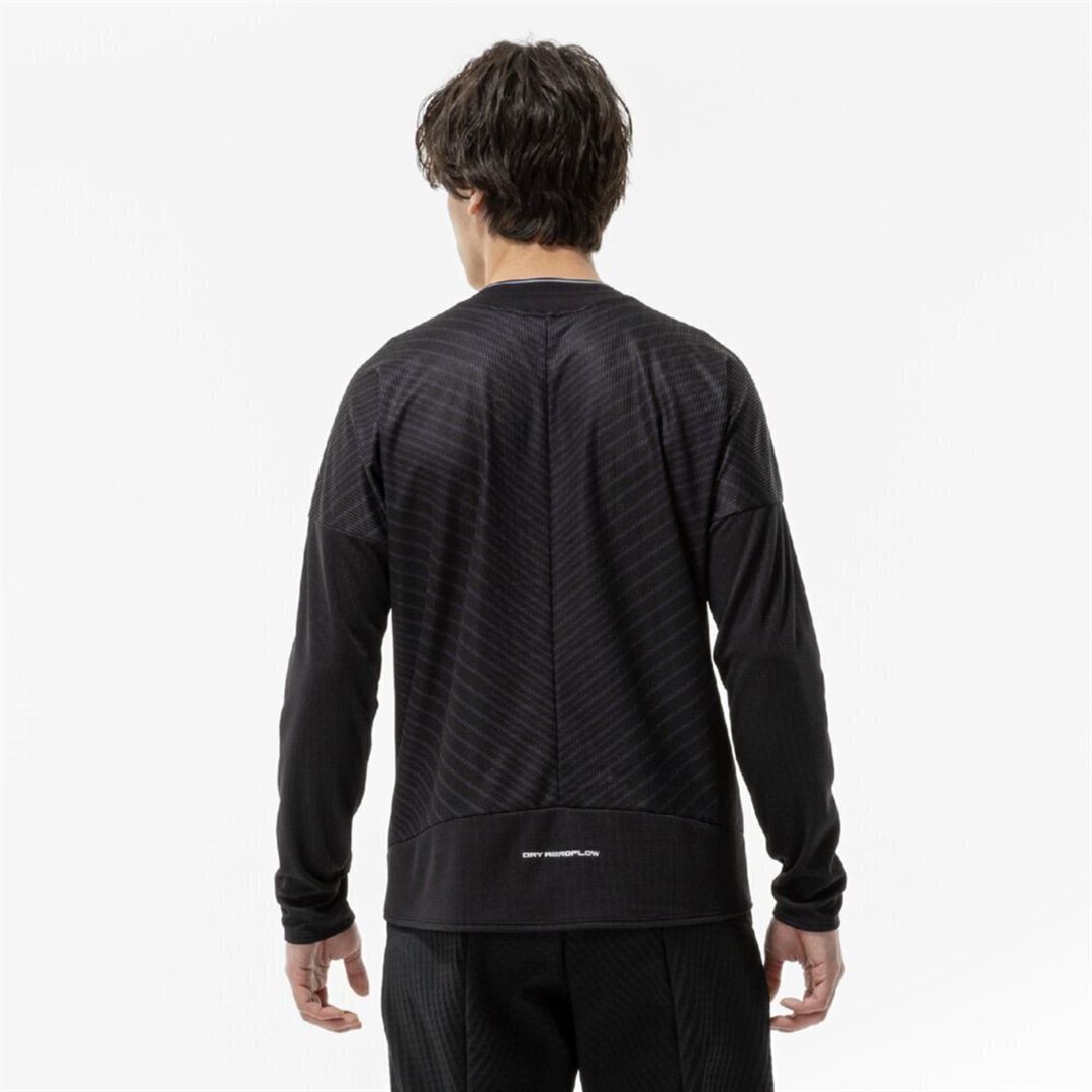 【汗処理／通気】ドライエアロフローTシャツ(長袖) ブラック S