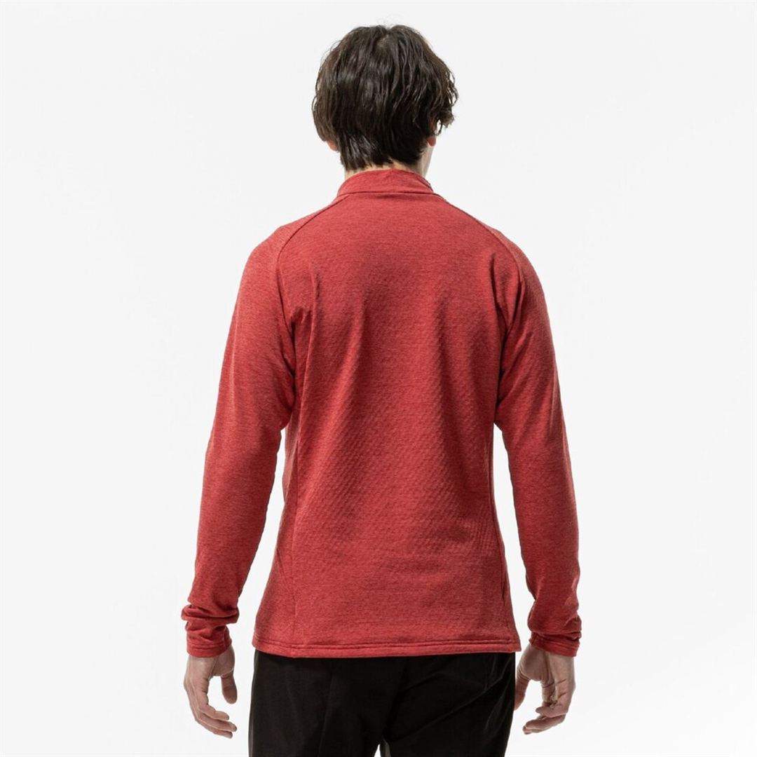 ストレッチフリースハイネックTシャツ(長袖) ワインレッド杢 XL