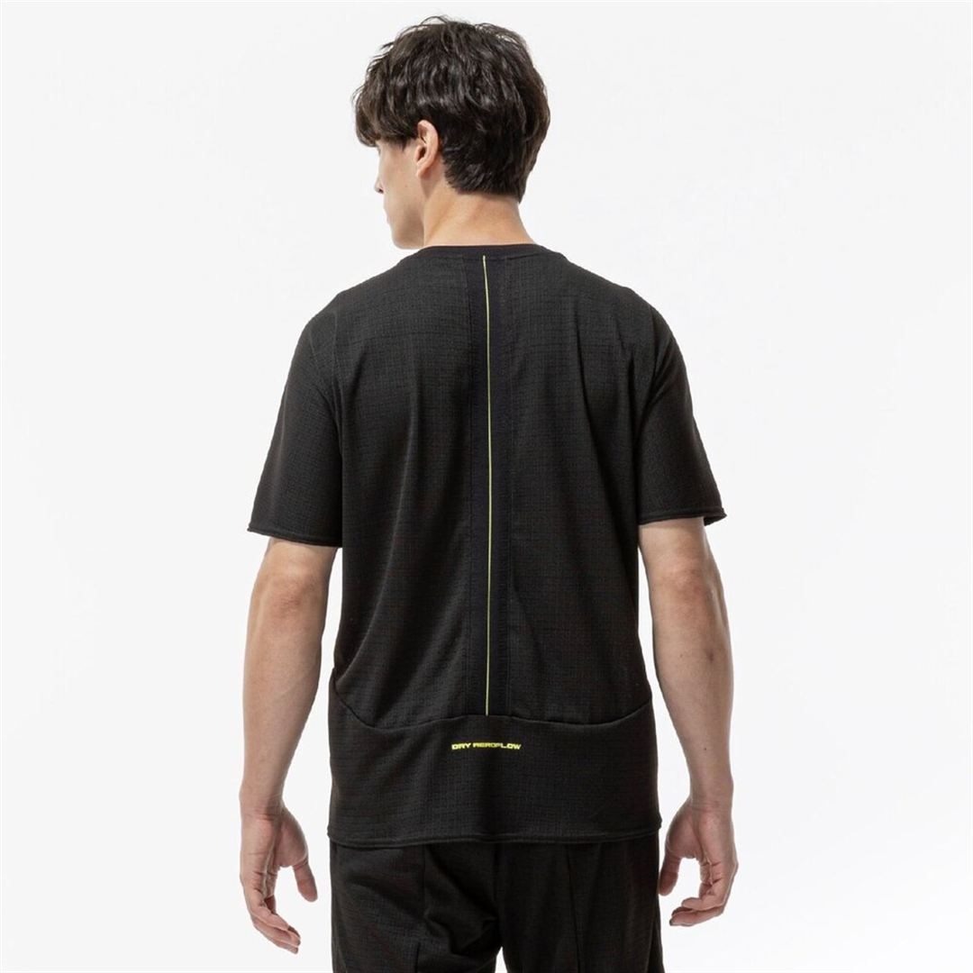 【汗処理／通気】ドライエアロフロージャカードTシャツ ブラック XS