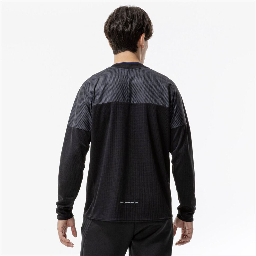 【汗処理／通気】ドライエアロフローTシャツ(長袖) ブラック S