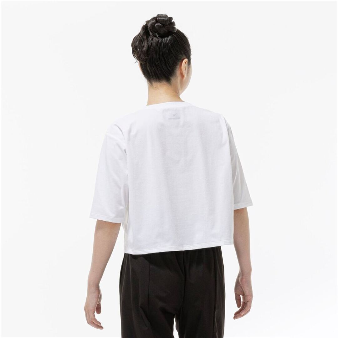 ストレッチソフトドライクロップドTシャツ(ワイドシルエット) ホワイト S