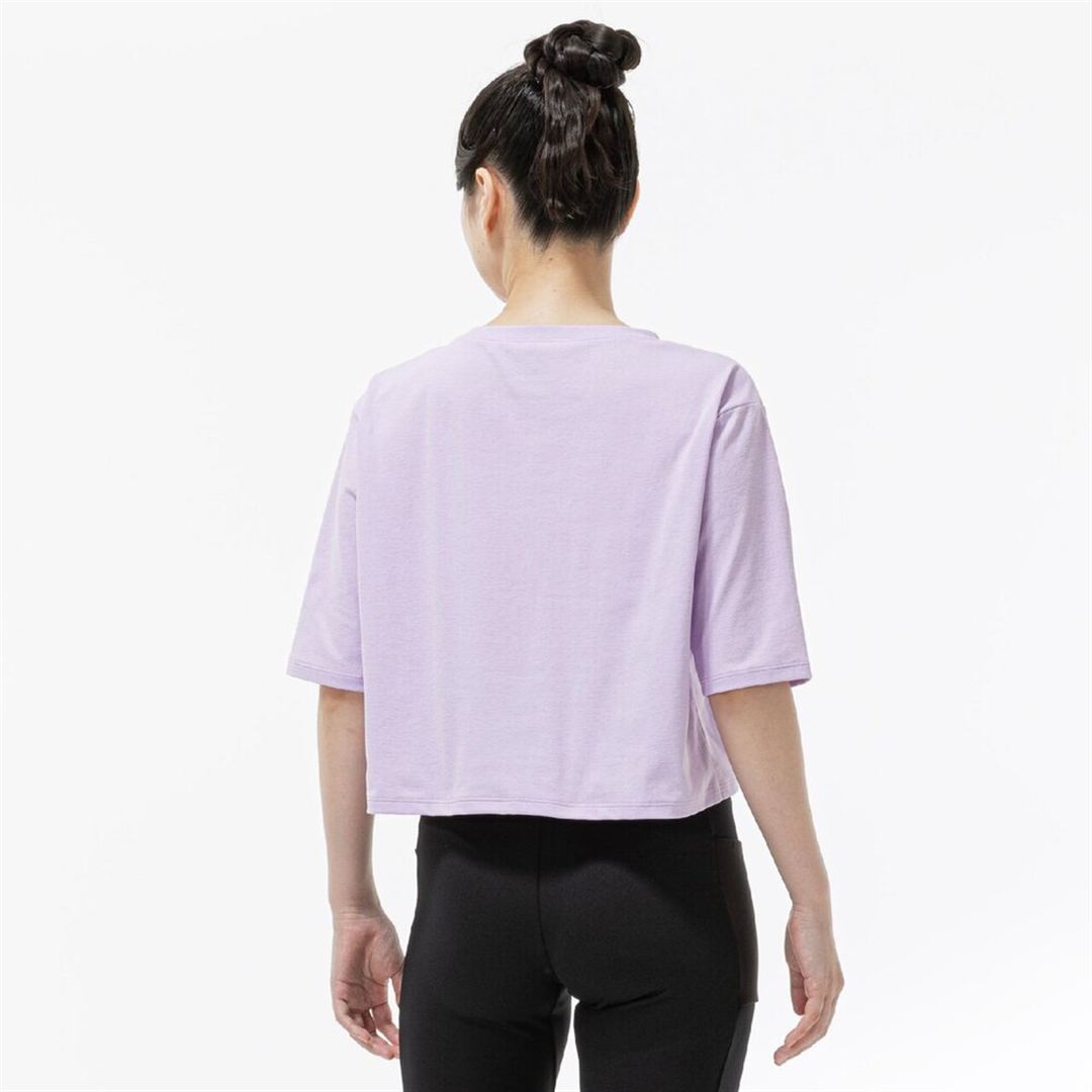 ストレッチソフトドライクロップドTシャツ(ワイドシルエット) ペールパープル XL