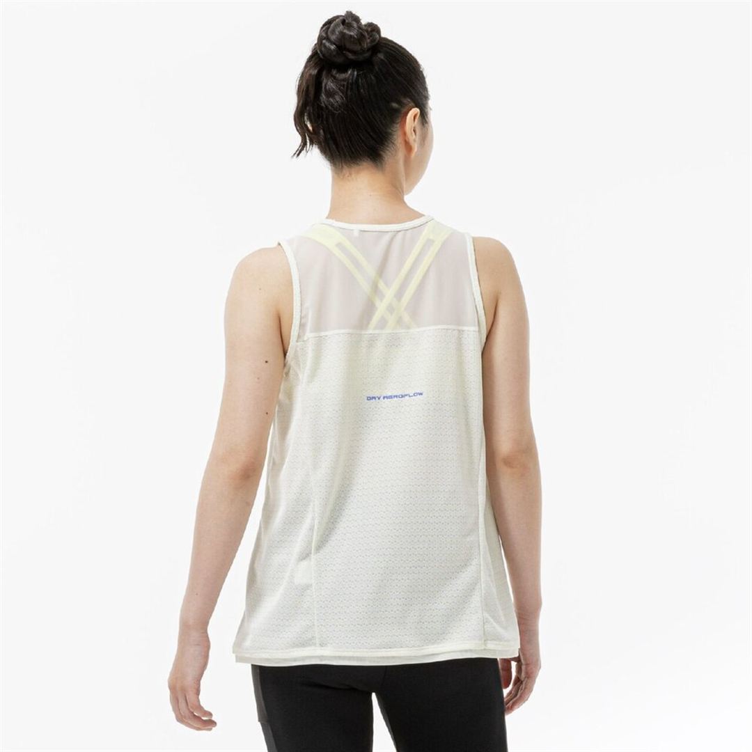 【汗処理／通気】ドライエアロフロージャカードノースリーブTシャツ ソフトサンドイエロー XL