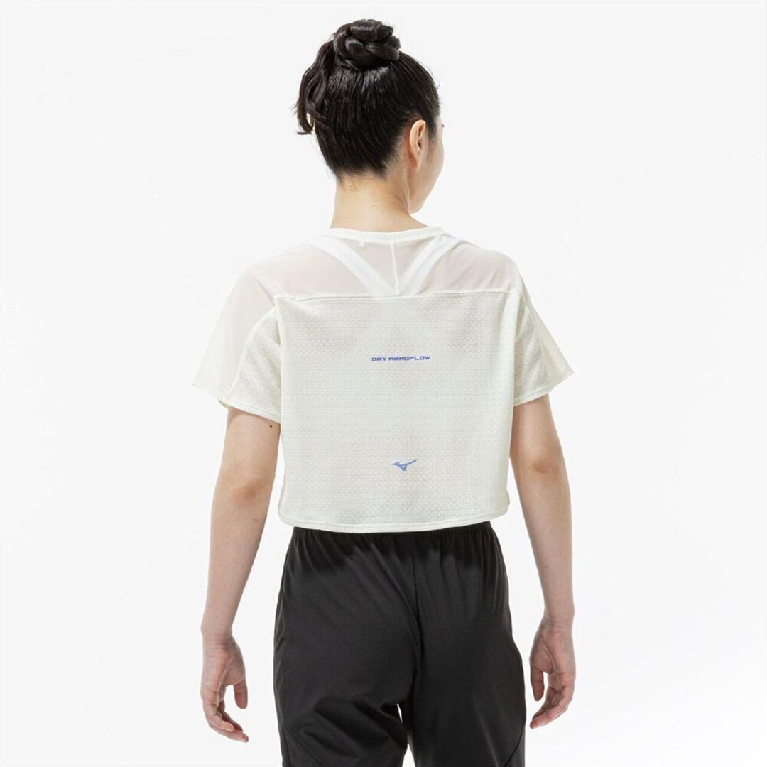 【汗処理／通気】ドライエアロフロージャカードクロップドTシャツ ソフトサンドイエロー S