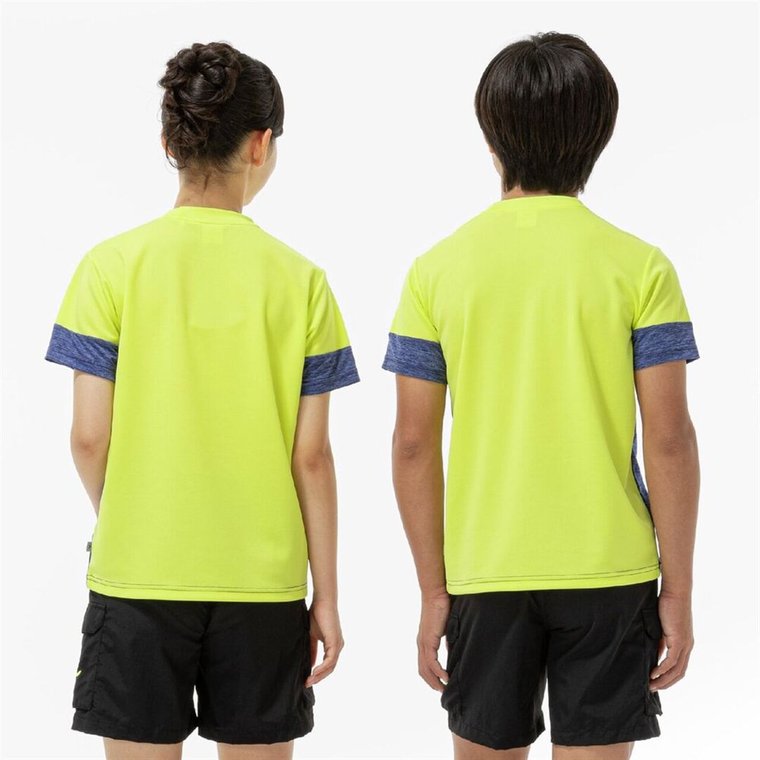 【抗菌防臭／防汚】GACHI Tシャツ エステートブルー杢×フォーチューンイエロー 160