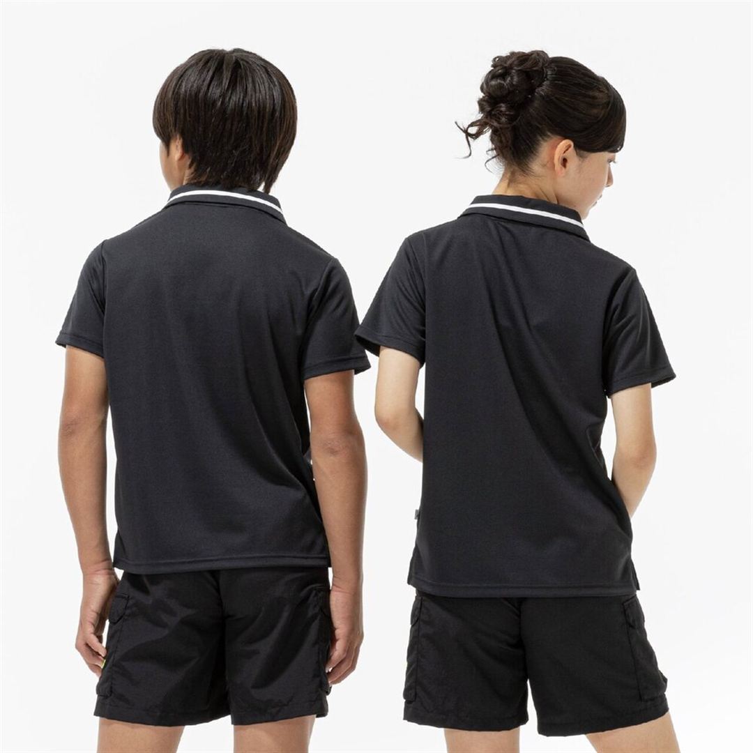 【抗菌防臭／防汚】襟付きGACHI Tシャツ ブラック 160