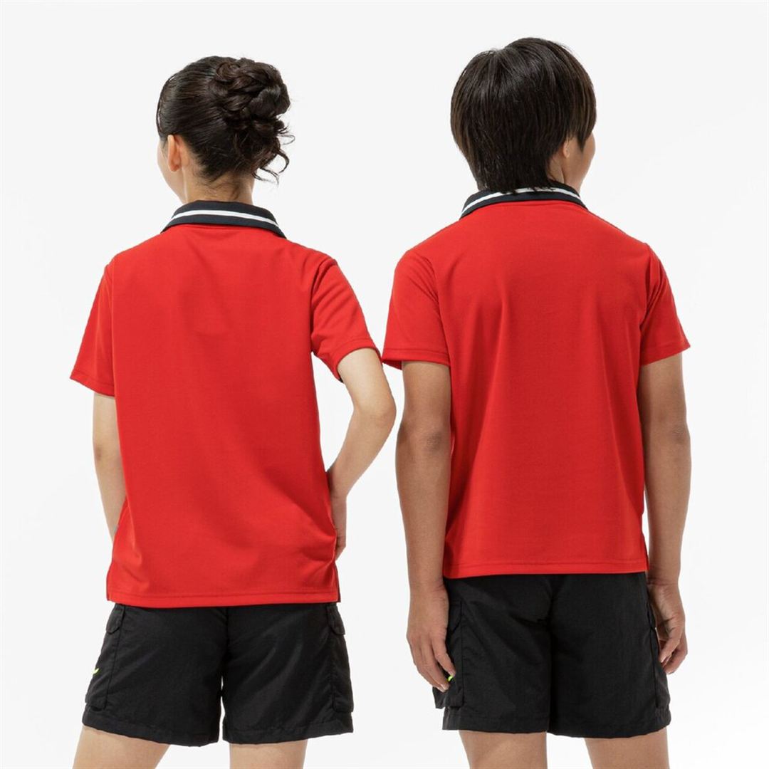【抗菌防臭／防汚】襟付きGACHI Tシャツ チャイニーズレッド 160