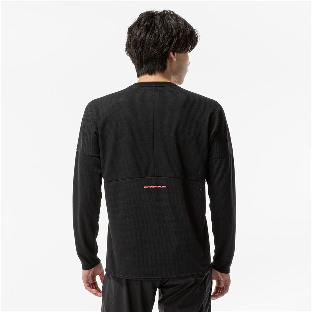 【汗処理／通気】ドライエアロフローTシャツ(長袖) ブラック XS