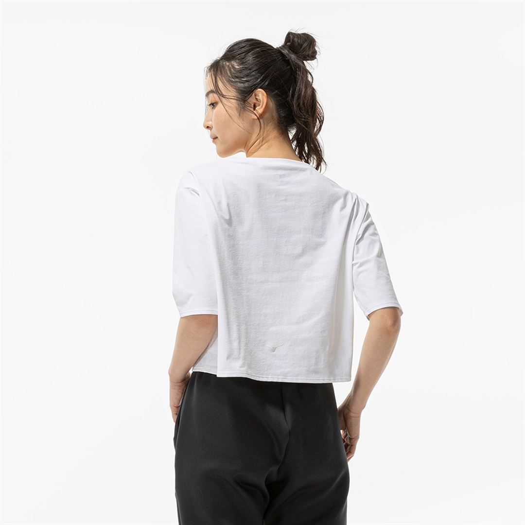 ストレッチソフトドライクロップドTシャツ(ワイドシルエット) ホワイト XL