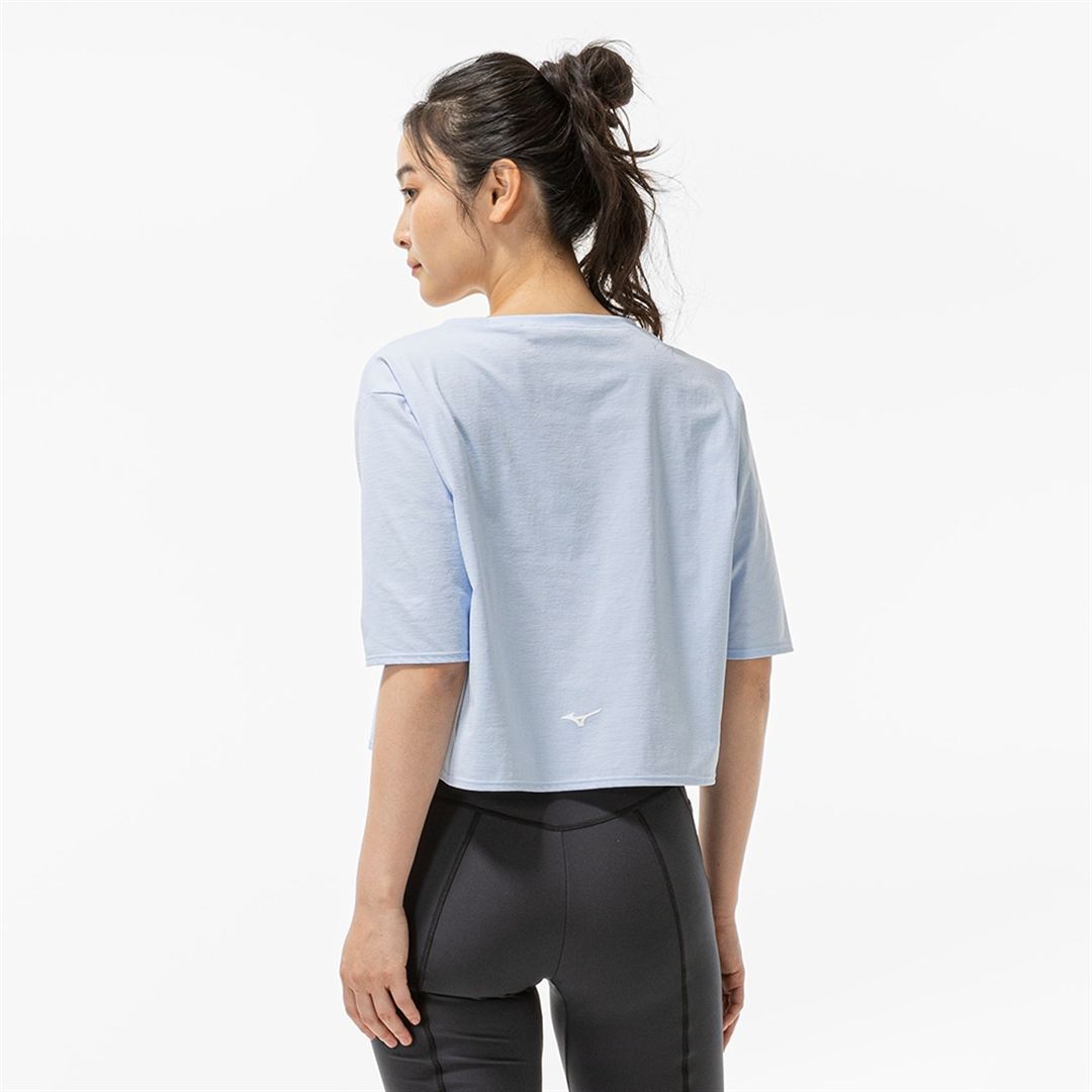 ストレッチソフトドライクロップドTシャツ(ワイドシルエット) ペールブルー XL