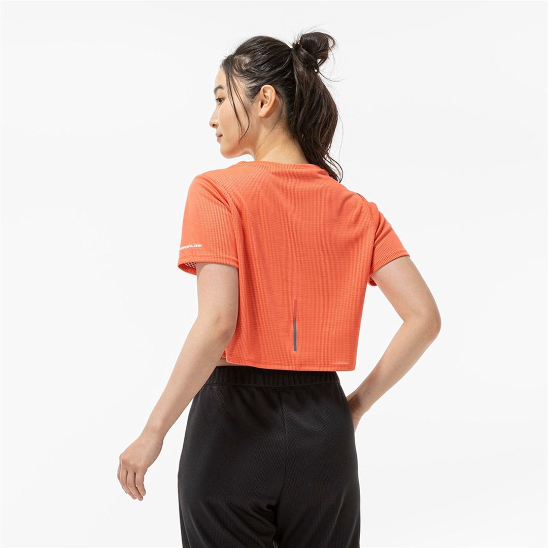 【汗処理／通気】ドライエアロフロークロップドTシャツ サンストーンオレンジ XL