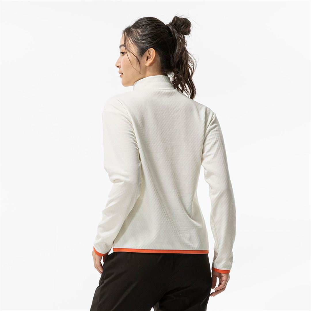 ストレッチフリースハーフジップTシャツ(長袖) スノーホワイト杢 XL