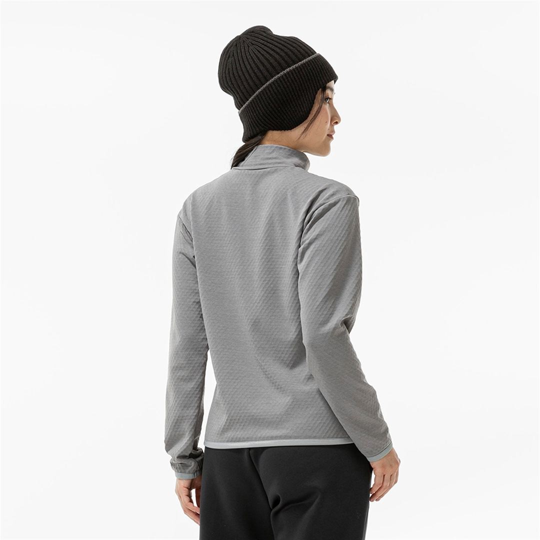 ストレッチフリースハーフジップTシャツ(長袖) フロストグレー杢 XL