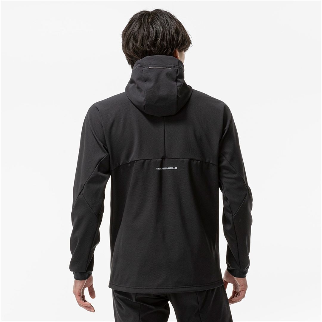 【ストレッチ／防風】テックシールドフーディジャケット ブラック XL