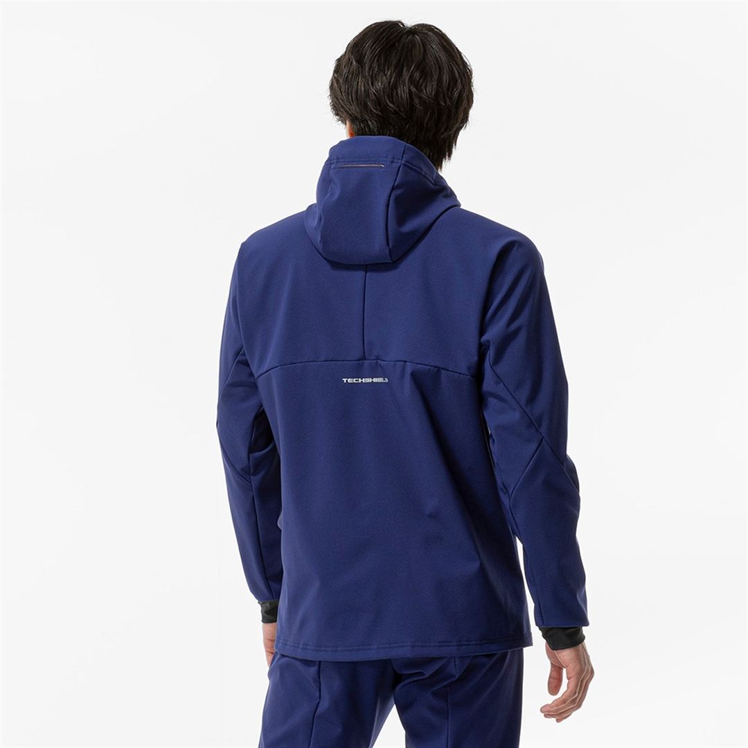 【ストレッチ／防風】テックシールドフーディジャケット ビーコンブルー XL