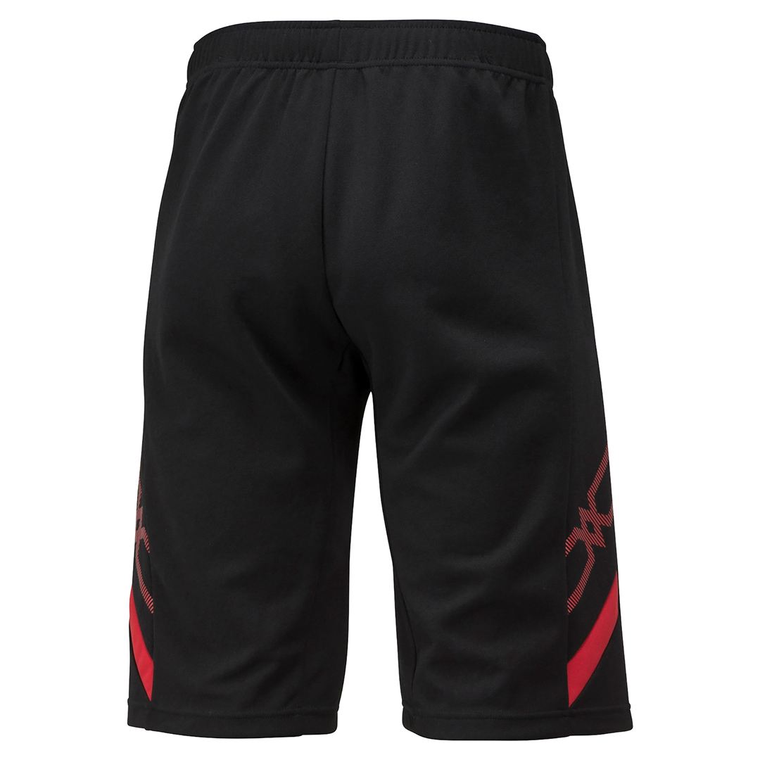 MCライン ウォームアップハーフパンツ ブラック×チャイニーズレッド XL