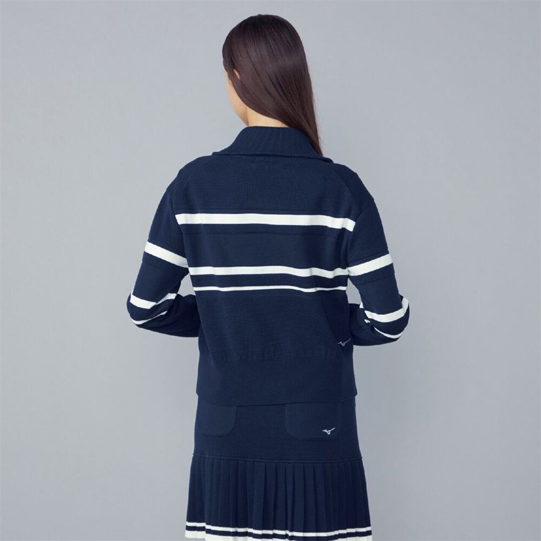 【MGFコレクション】ニットボーダージャケット ネイビー S