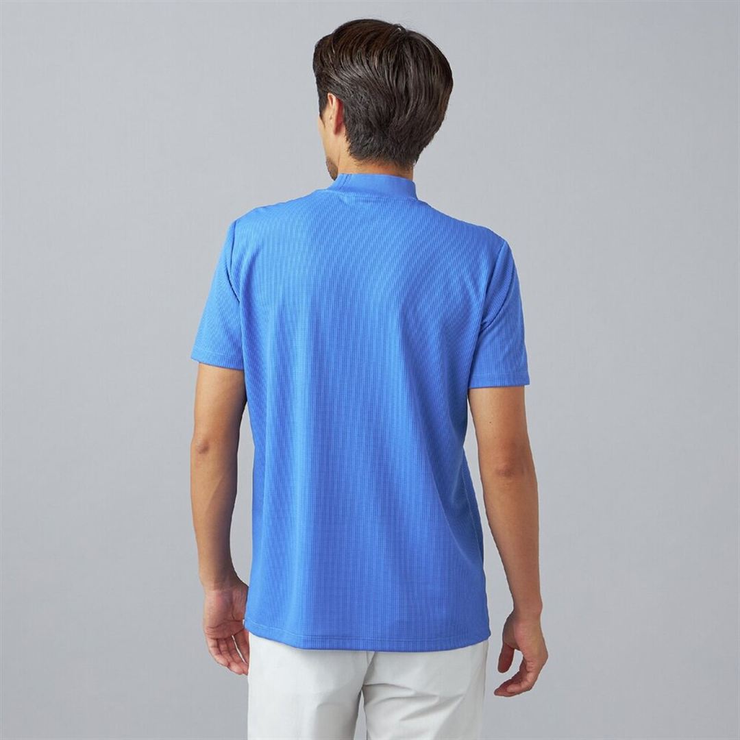【汗処理／通気】ドライエアロフロー半袖モックネックシャツ ダズリングブルー XL