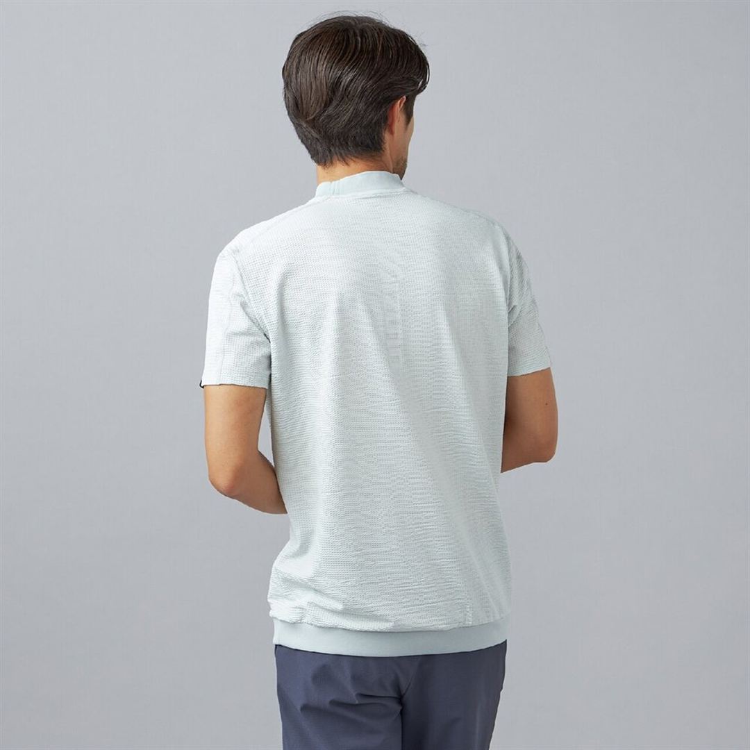 【接触冷感】アイスタッチサッカー半袖モックネックシャツ ライトグレー 2XL