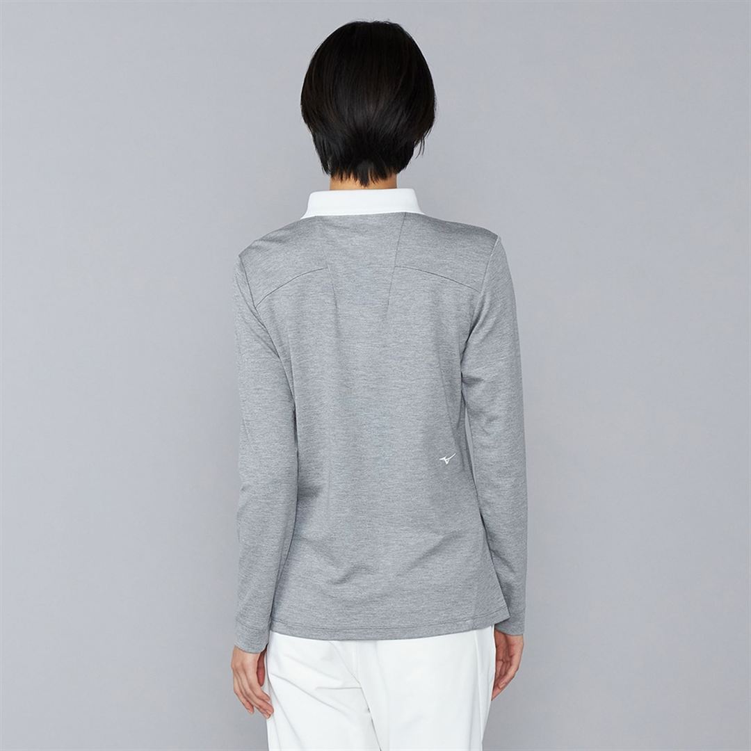 ヘザーストレッチ長袖シャツ グレー XL