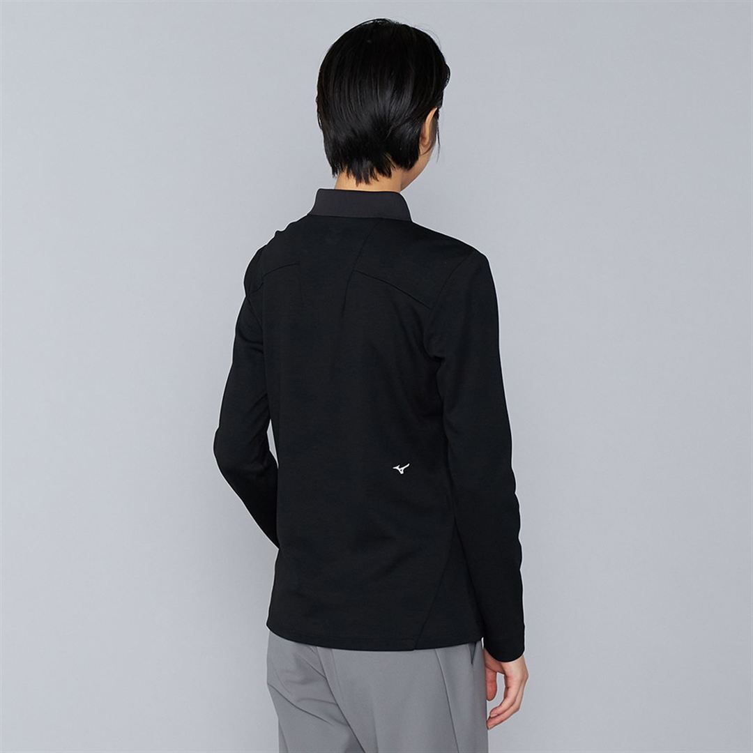 ヘザーストレッチ長袖シャツ ブラック XL