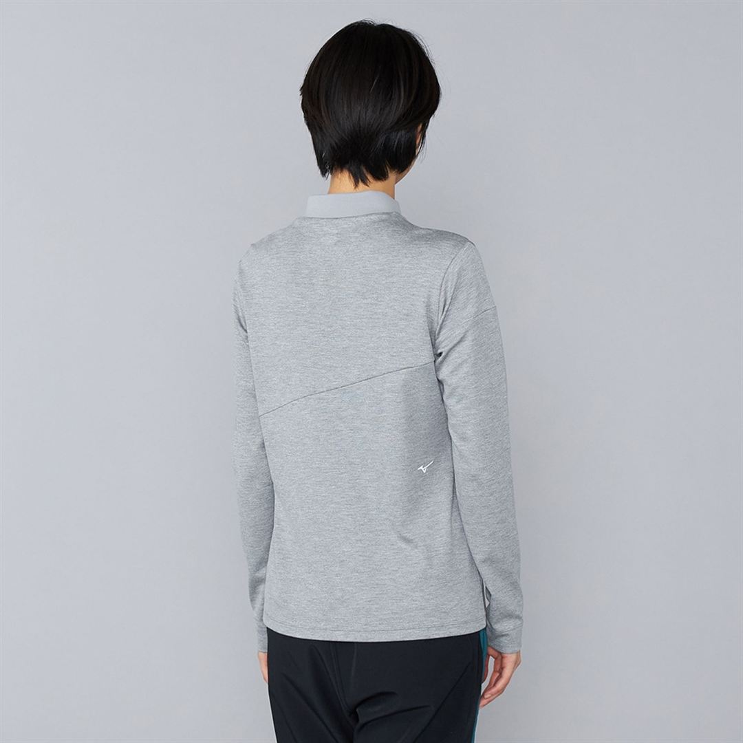 ヘザーストレッチハイネックシャツ グレー XL