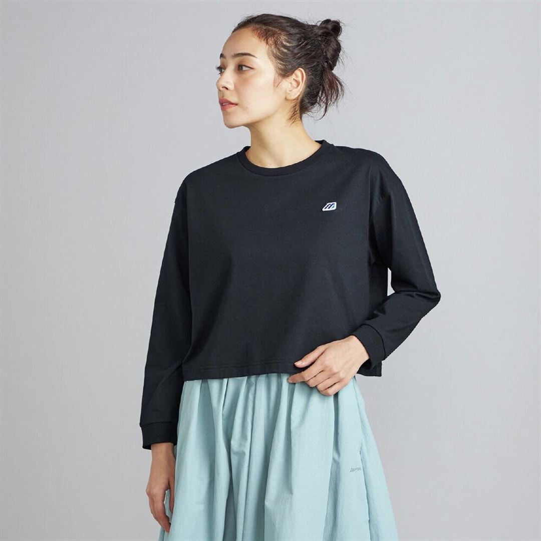 【ミズノ直営限定】モノグラムM クロップド長袖Tシャツ ブラック XL