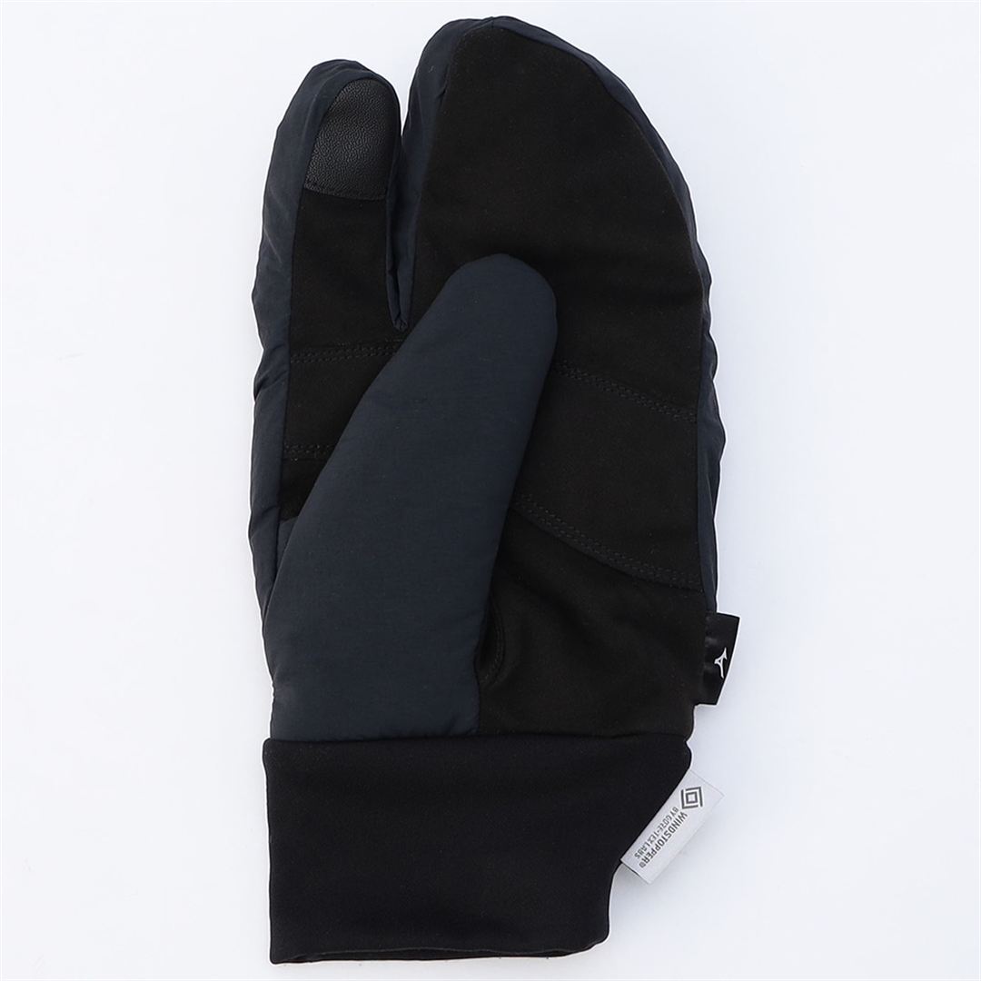 【IL BISONTE／吸湿発熱】WINDSTOPPER プロダクト フィンガーパデットミトン ブラック S-M