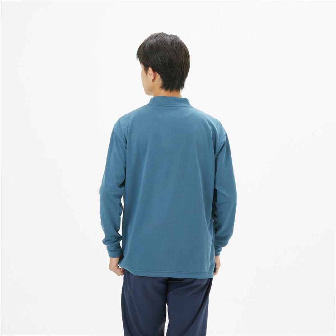 【吸湿発熱】ブレスサーモインナーモックネックシャツ ティールブルー M
