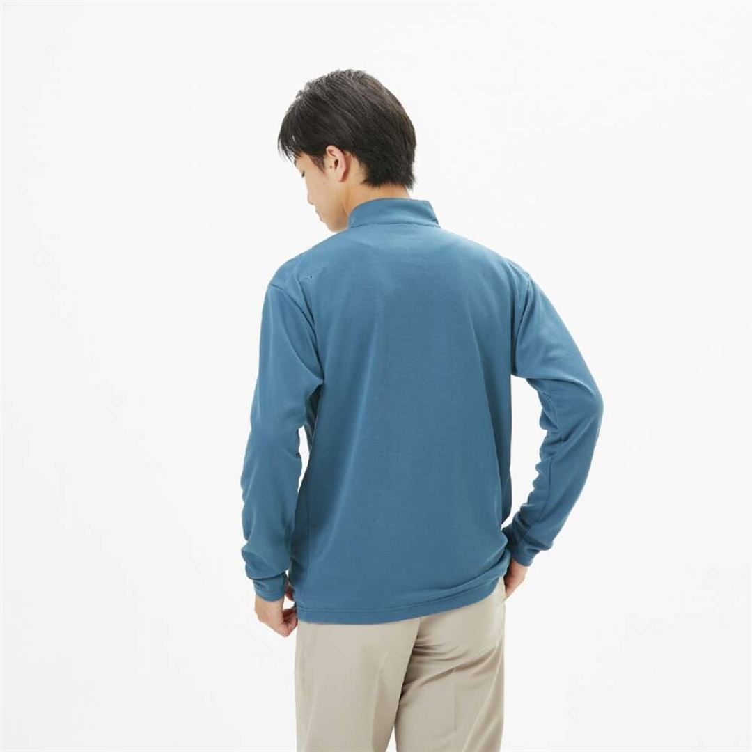 【吸湿発熱】ブレスサーモインナージップネックシャツ ティールブルー XL