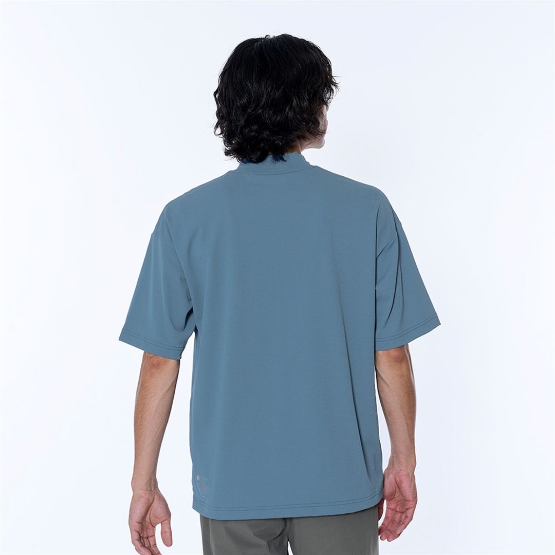 アンチスウェット モックネックTシャツ ティールブルー M