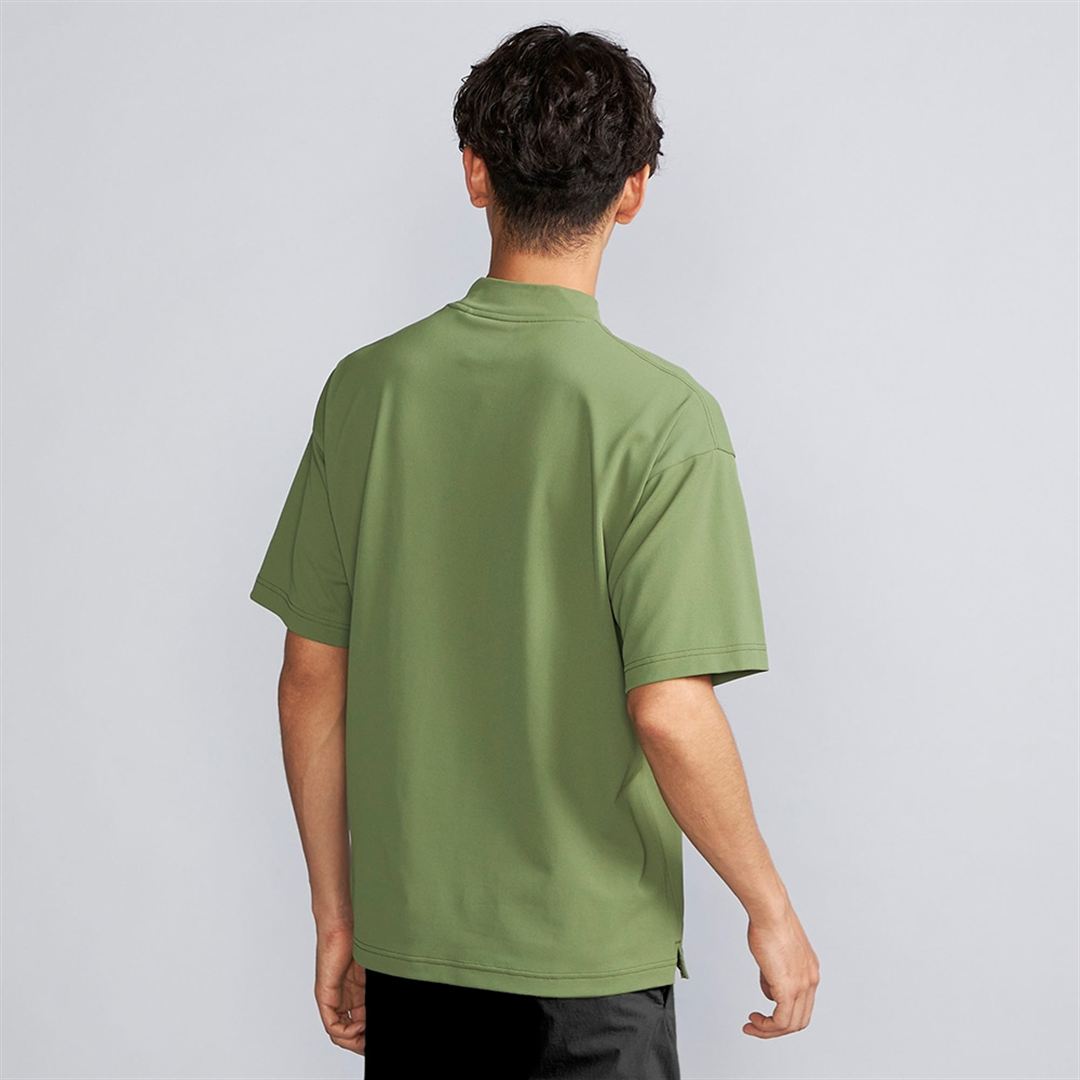 アンチスウェット モックネックTシャツ カーキ M