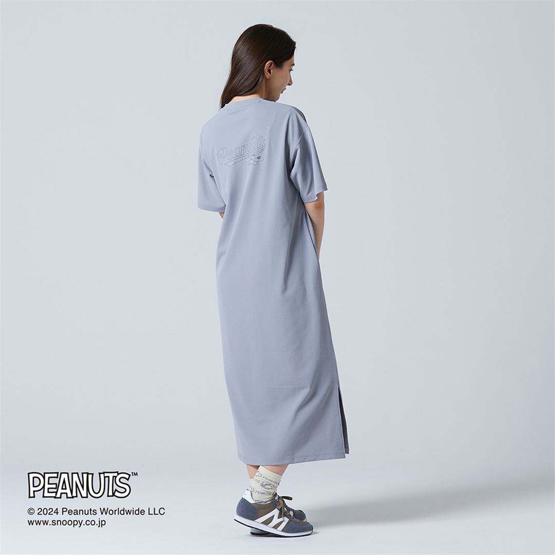 【PEANUTS】UVカットTシャツワンピース グレー L
