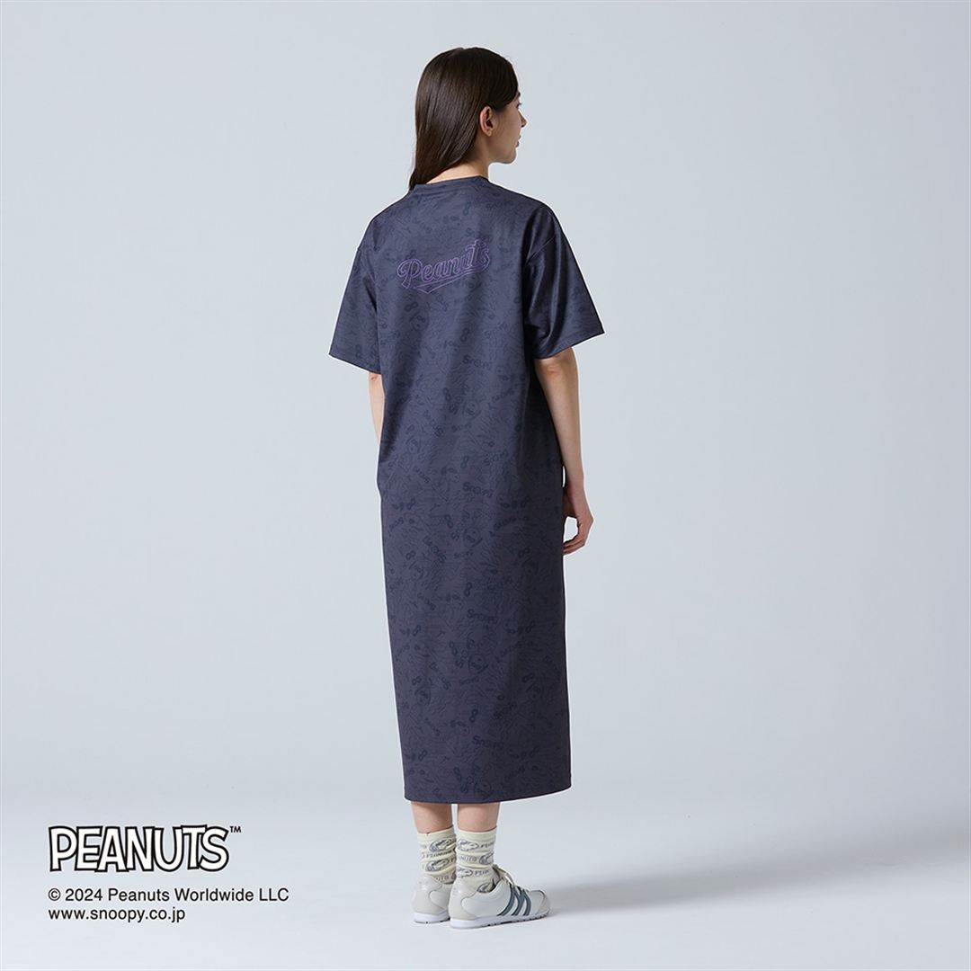 【PEANUTS】UVカットTシャツワンピース チャコール L