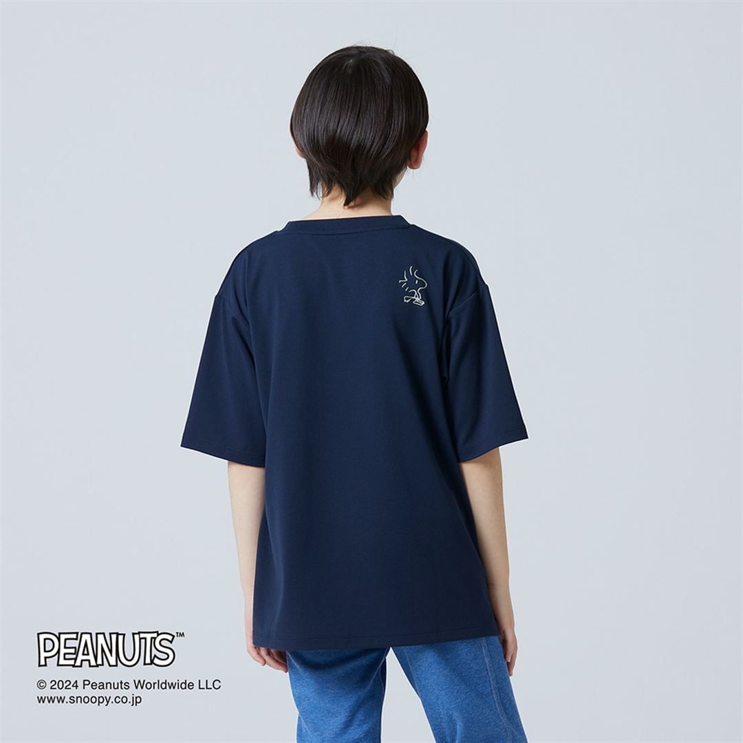 【PEANUTS】リサイクルポリエステルTシャツ サルートネイビー 130