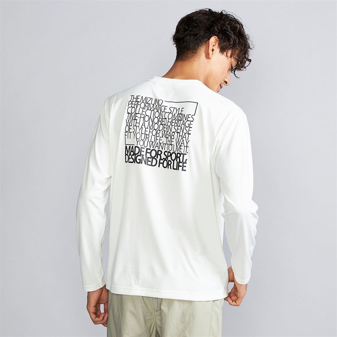 リサイクルポリエステルグラフィックロングスリーブTシャツ マシュマロホワイト M