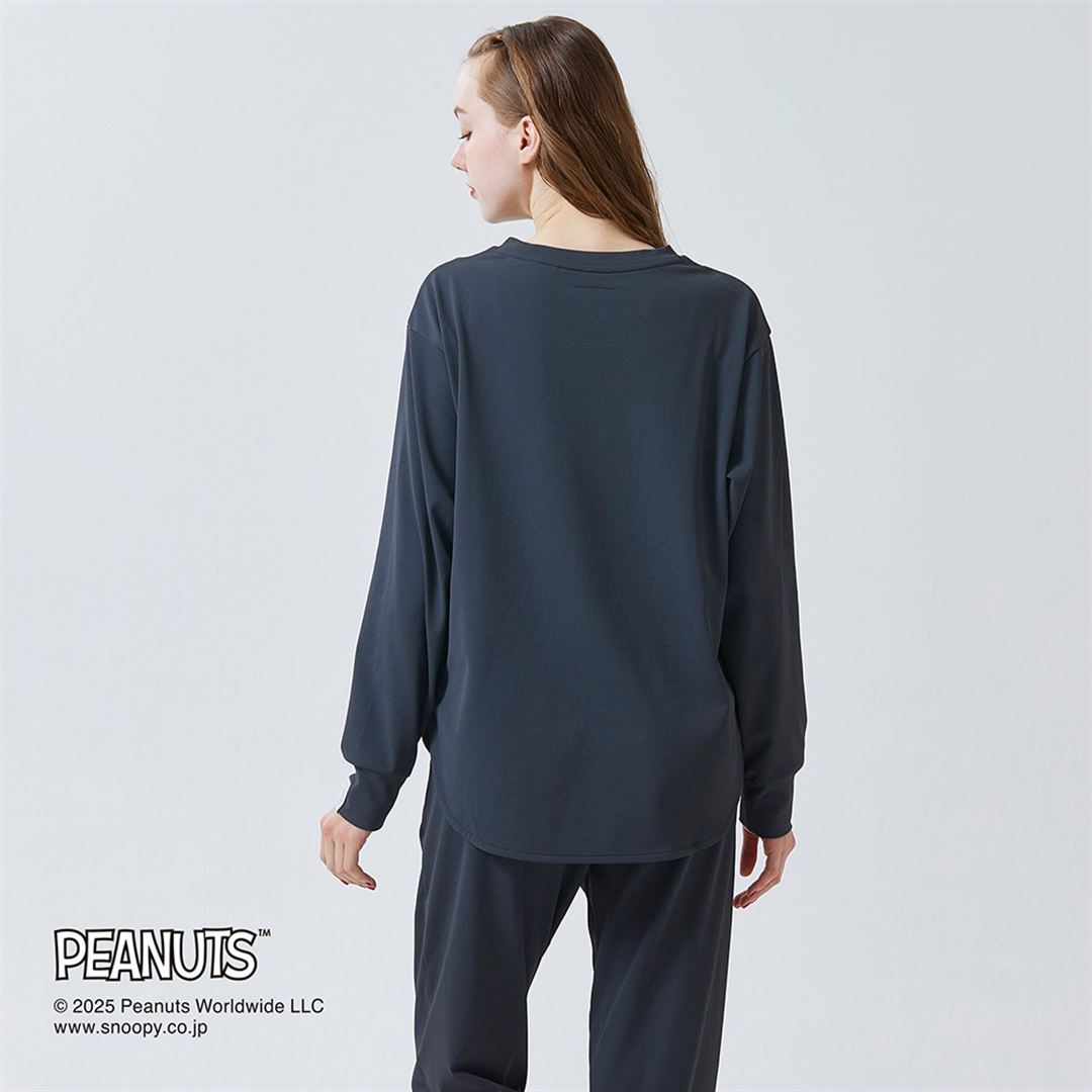 【PEANUTS】アンチスウェット 長袖Tシャツ アッシュブラック XS
