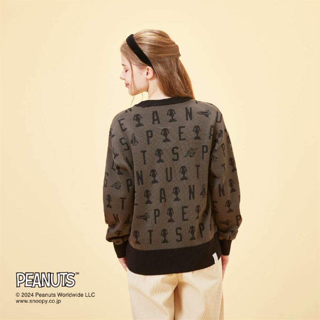【PEANUTS／吸湿発熱】ブレスサーモ ニットカーディガン モーブグレー XS