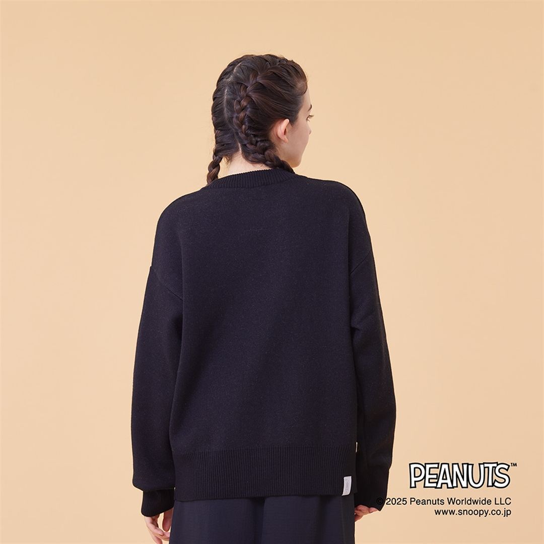 【PEANUTS／吸湿発熱】ブレスサーモウール混セーター ブラック XS
