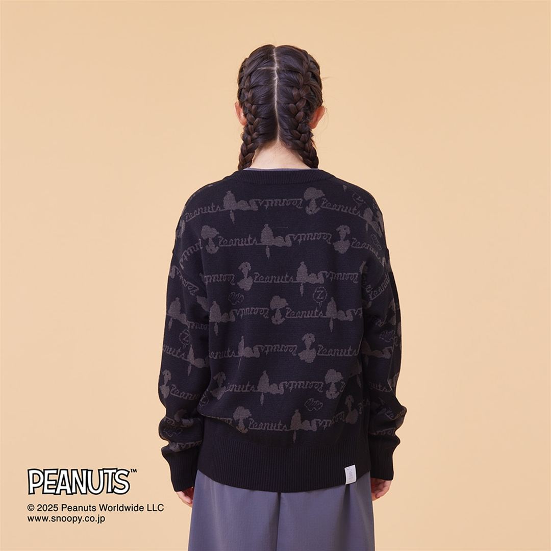 【PEANUTS／吸湿発熱】ブレスサーモウール混カーディガン ブラック XS