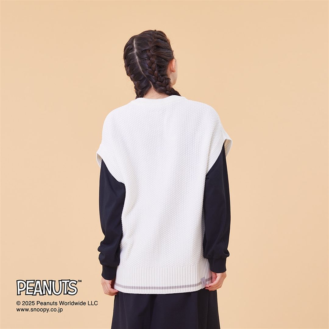 【PEANUTS／吸湿発熱】ブレスサーモウール混ベスト ホワイト XS