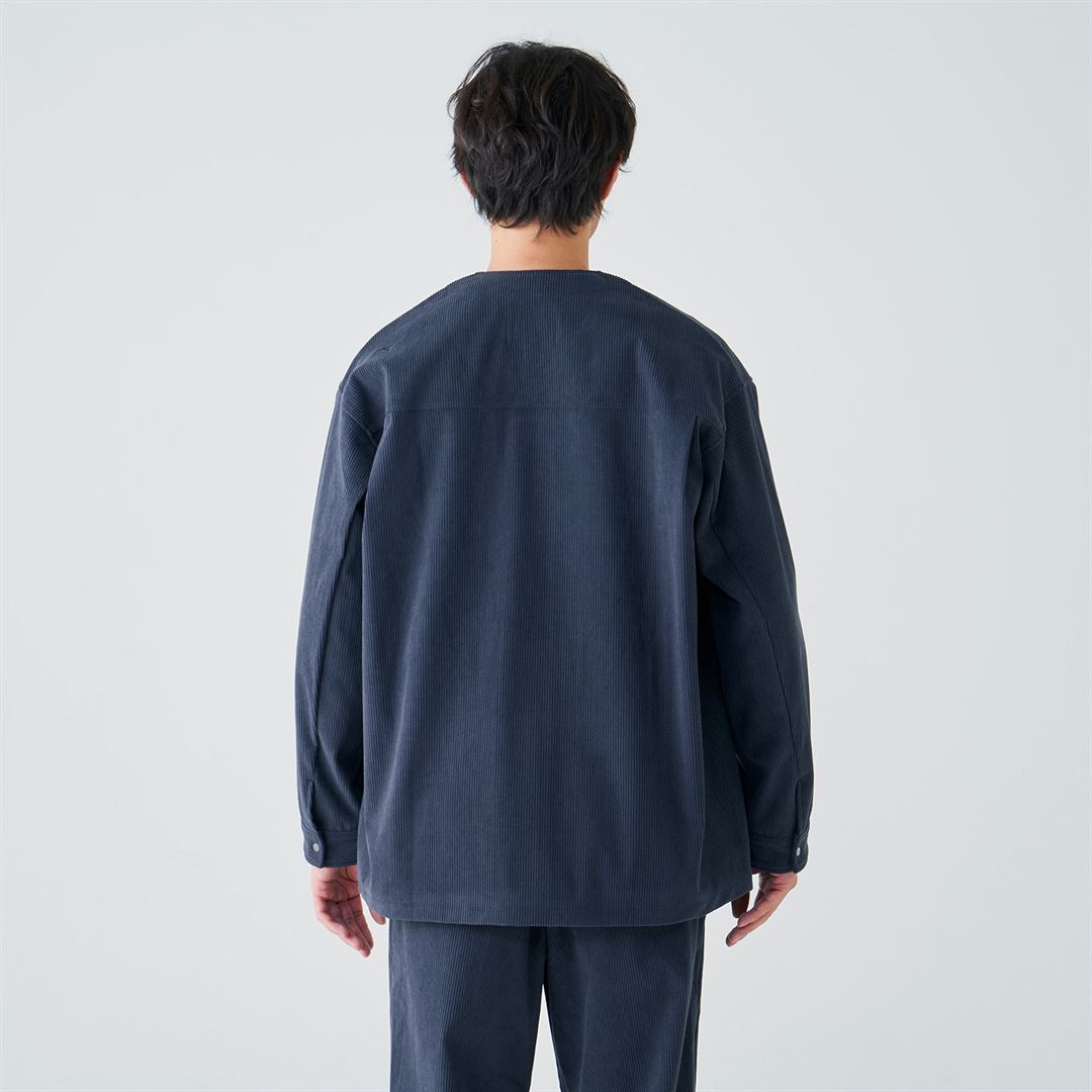 【ミズノ直営限定】ストレッチコーデュロイノーカラーカバーオールジャケット チャコールグレー XL