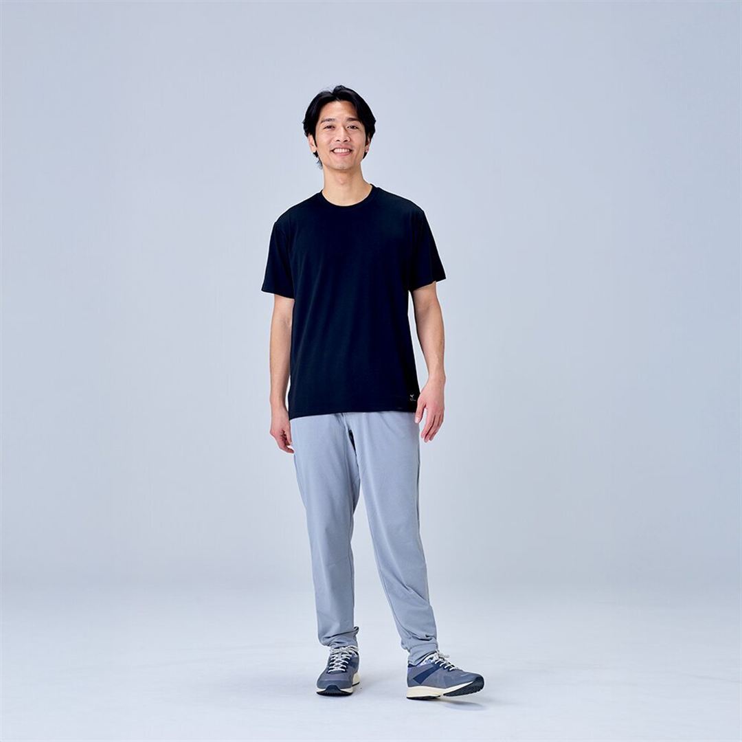ハイストレッチ クルーネック半袖シャツ（レギュラーシルエット） ブラック XL
