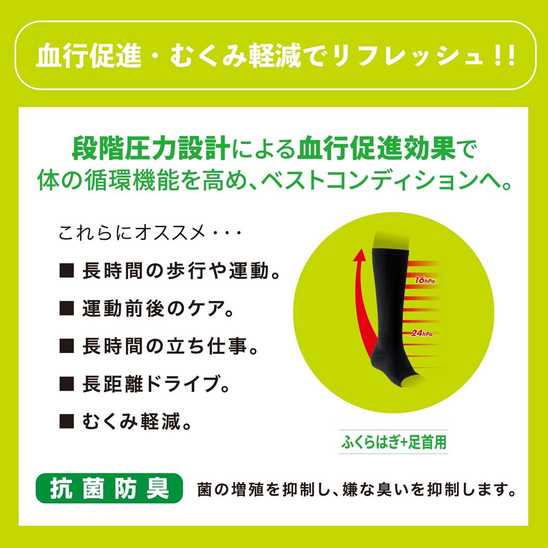 クラス1サポーターふくらはぎ＋足首用（2枚入り） ブラック M