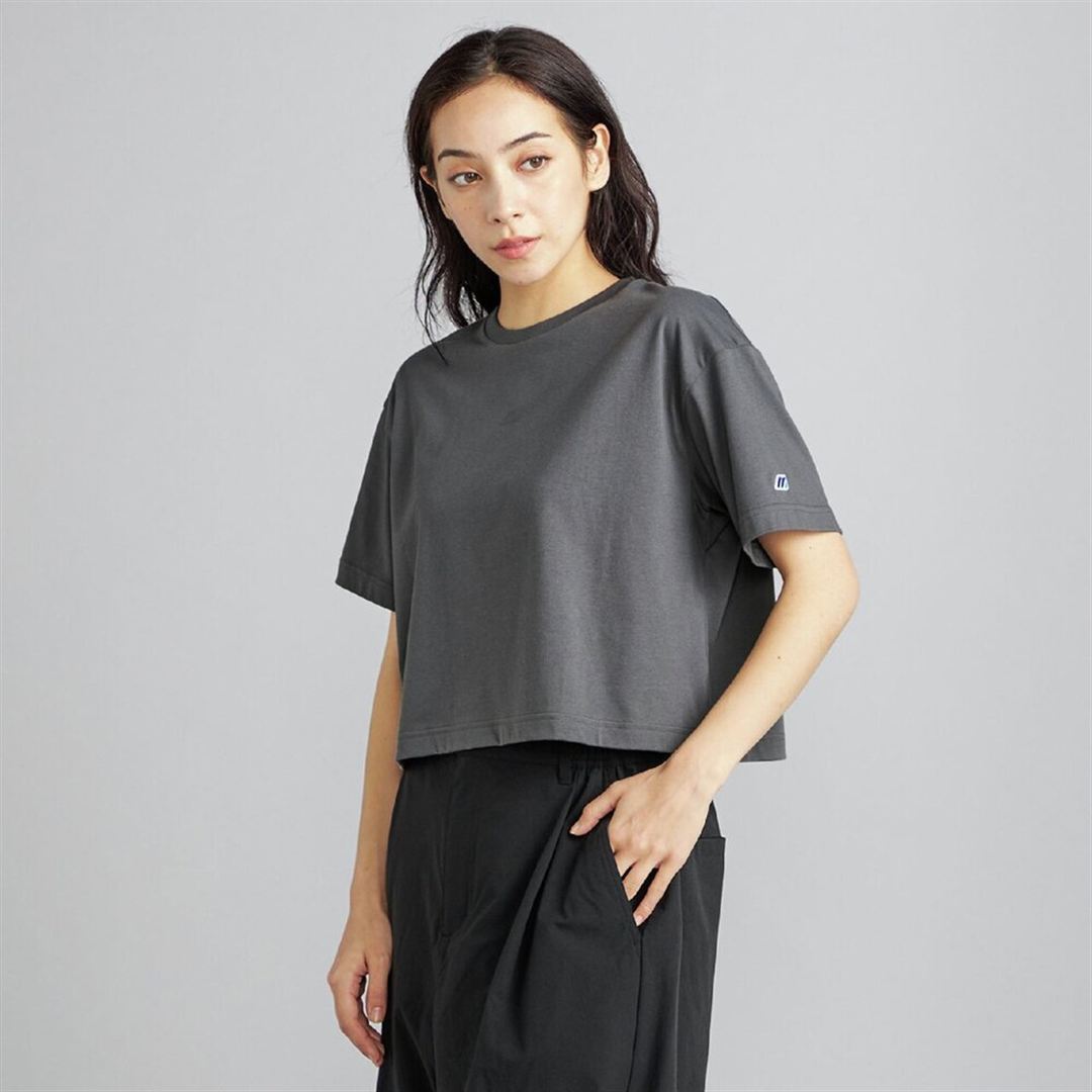 【ミズノ直営限定】モノグラムM クロップド半袖Tシャツ アッシュグレー XL
