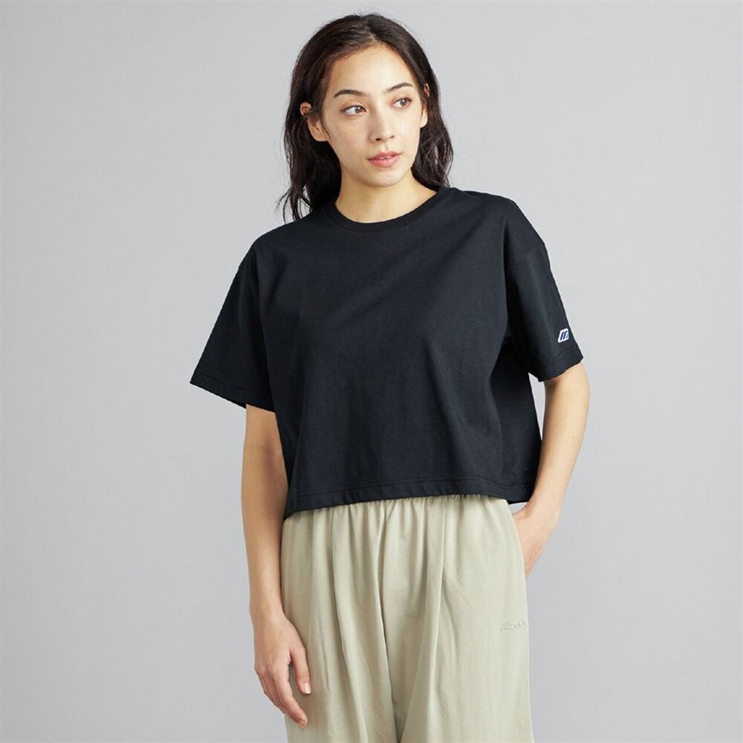 【ミズノ直営限定】モノグラムM クロップド半袖Tシャツ ブラック XL